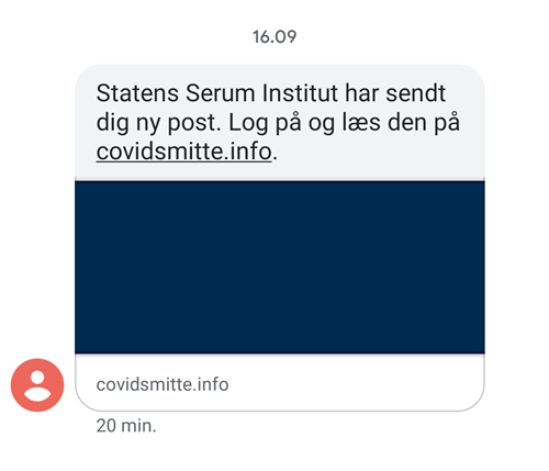 Et eksempel på en svindel-sms